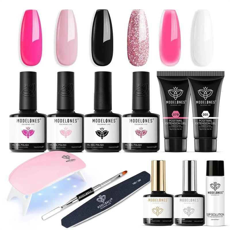 商品[国内直发] MODELONES|Barbie Pink - 12Pcs Gel Nail Polish Kit With Nail Lamp,价格¥298,第1张图片