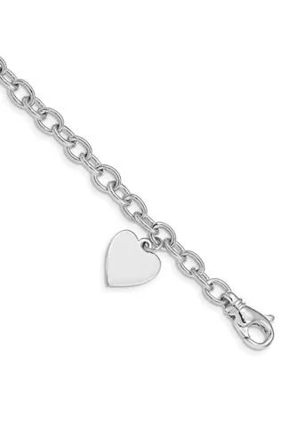 商品Belk & Co.|Co. 14K White Gold Link With Heart Charm Bracelet,价格¥15282,第1张图片