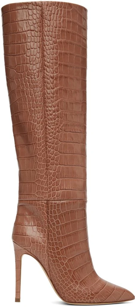 商品Paris Texas|Pink Croc Stiletto Tall Boots,价格¥3219,第1张图片