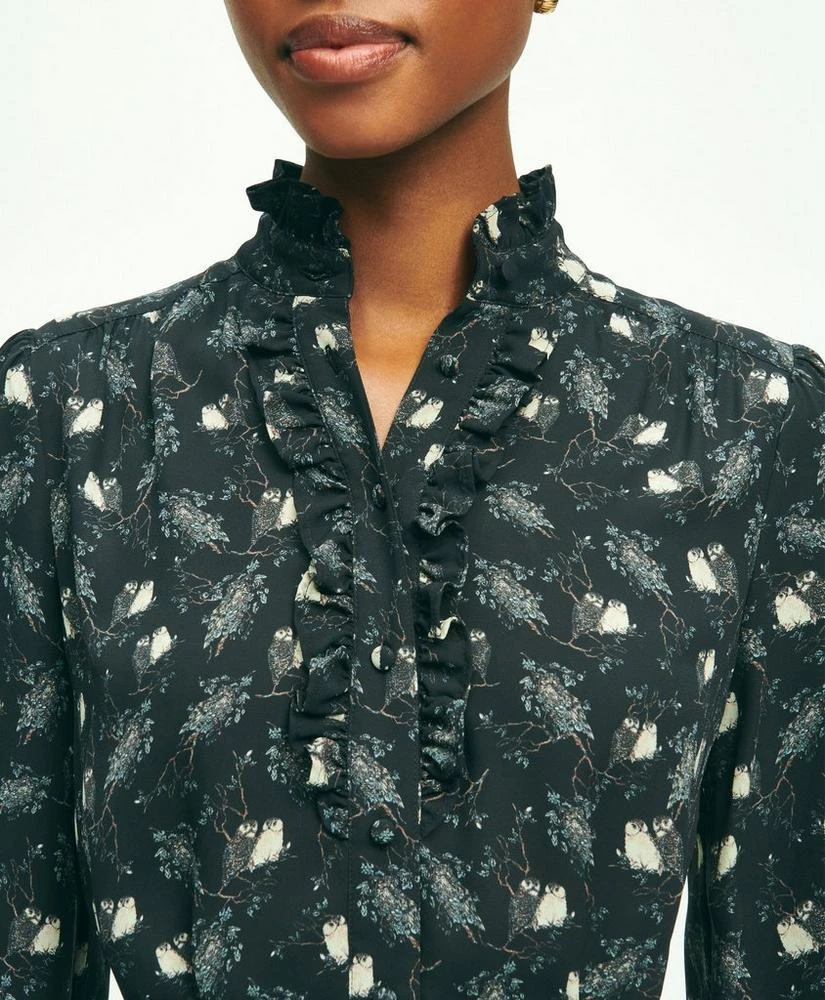 商品Brooks Brothers|Crepe Owl Print Shirt Dress,价格¥1366,第3张图片详细描述
