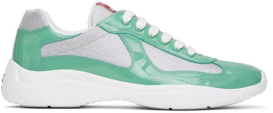 商品Prada|Silver & Green America's Cup Sneakers,价格¥6928,第1张图片