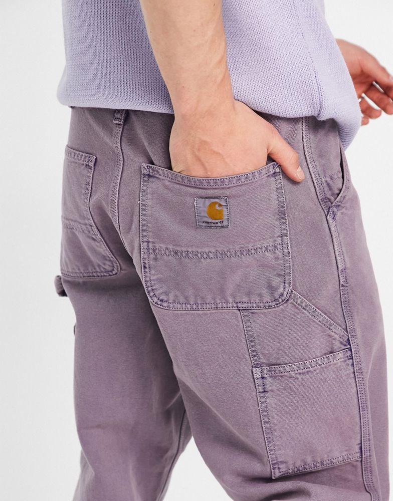 Carhartt WIP single knee worker straight leg trousers in washed purple商品第3张图片规格展示