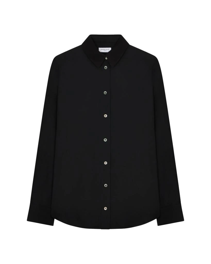 商品Serena Bute|Classic Shirt With Georgette Trim - Black,价格¥1978,第1张图片