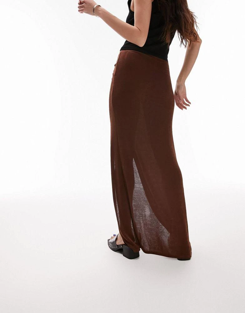 商品Topshop|Topshop slinky twist front maxi skirt in chocolate,价格¥103,第3张图片详细描述