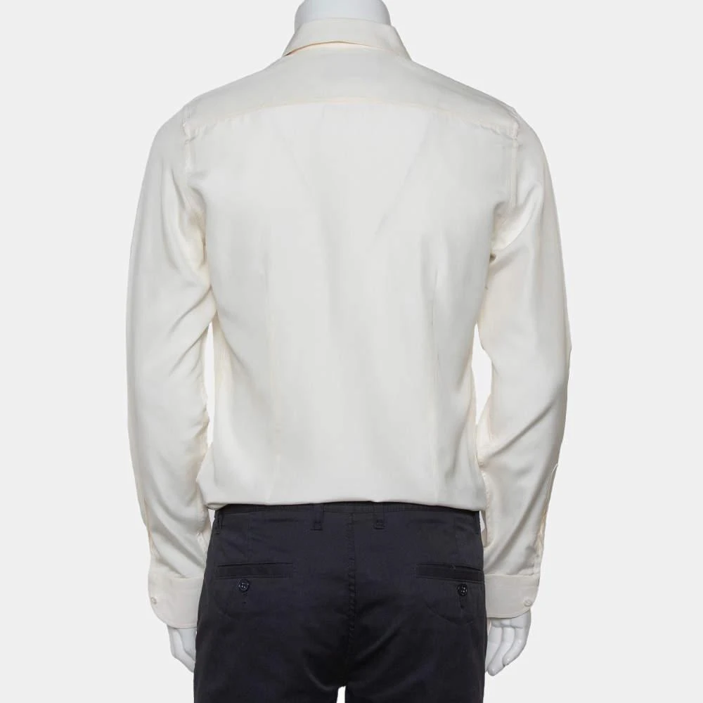 商品[二手商品] Gucci|Gucci Cream Silk Pintuck Detail Button Front Skinny Shirt M,价格¥3162,第3张图片详细描述