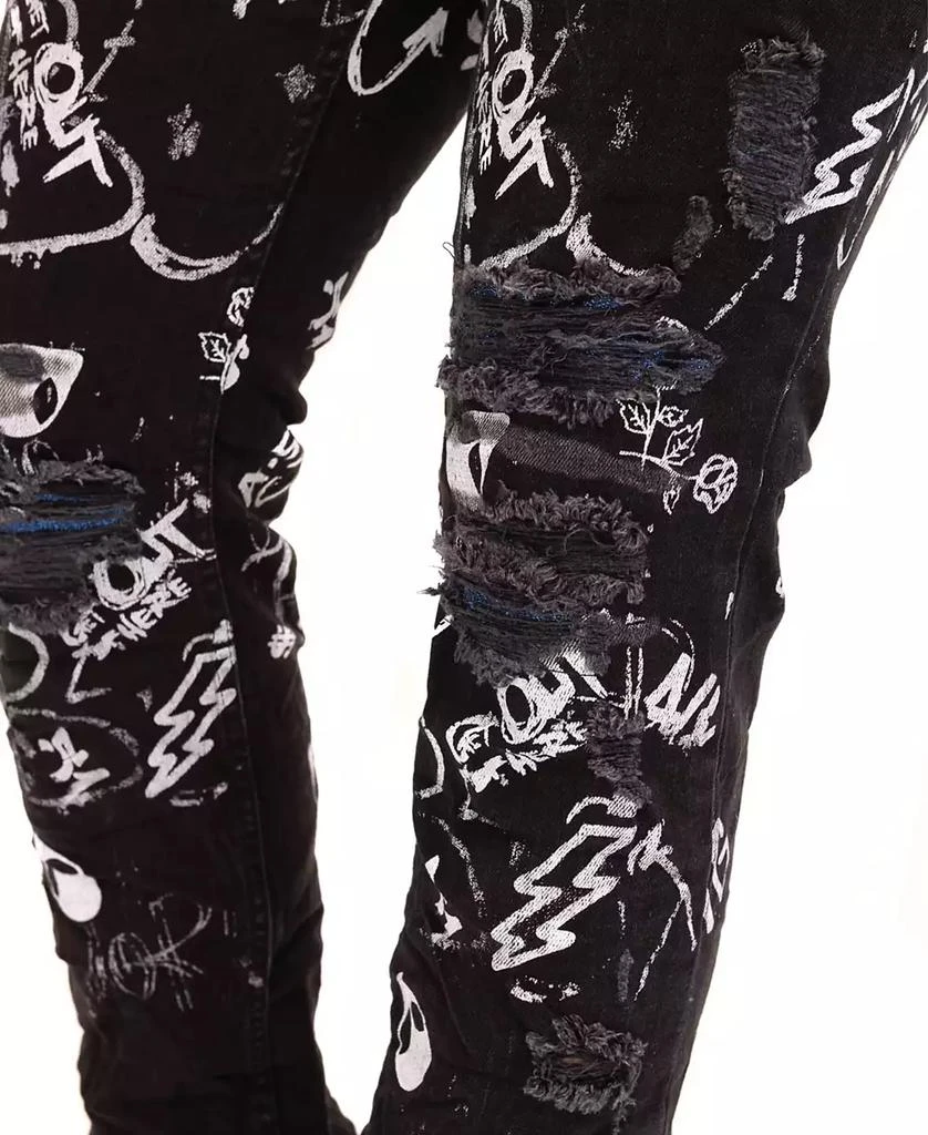 Men's Modern Straight Scribble Denim Jeans 商品