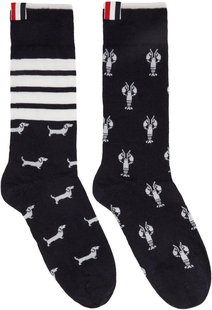 商品Thom Browne|Navy 4-Bar Hector & Lobster Socks,价格¥1095,第1张图片