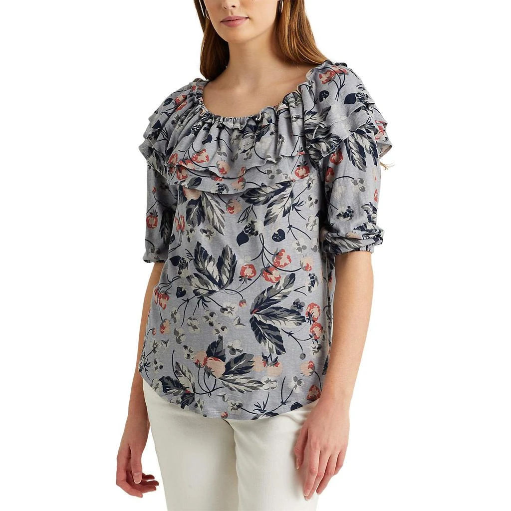 商品Ralph Lauren|Floral Linen Jersey Off-the-Shoulder Top,价格¥253,第1张图片