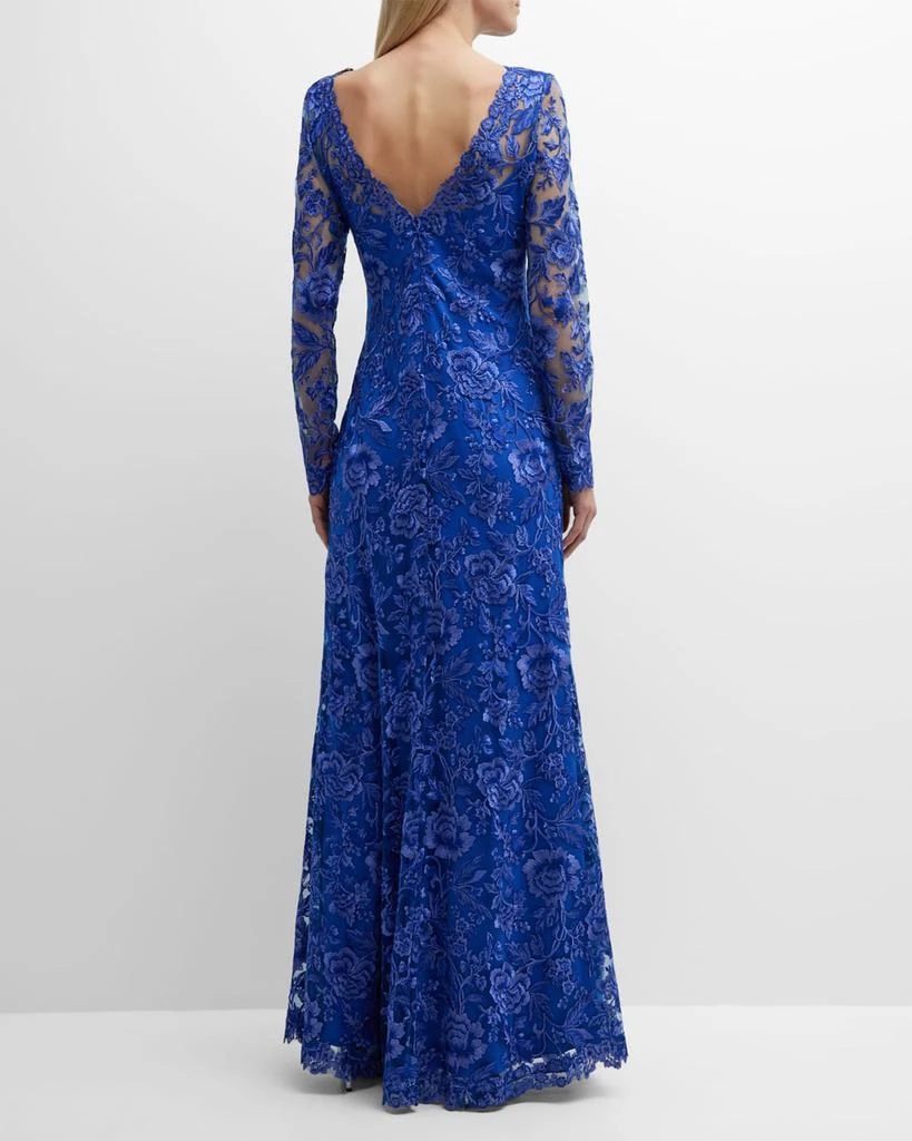 Floral-Embroidered Illusion Lace Gown 商品