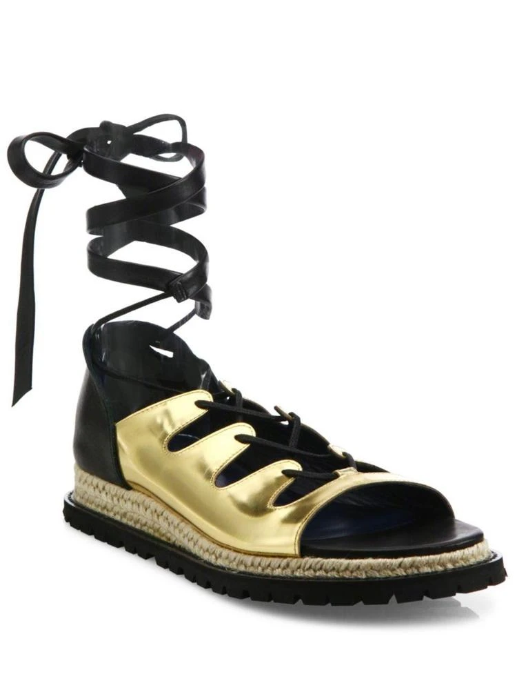 商品Sacai|Metallic Leather Espadrille Sandals,价格¥2070,第1张图片