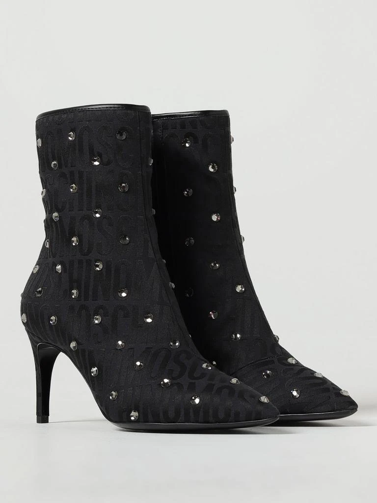 商品Moschino|Moschino Couture ankle boots in fabric with jacquard logo and rhinestones,价格¥4192,第2张图片详细描述