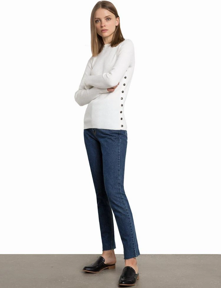 商品Pixie Market|Knoll Ivory Ribbed Snap Side Knit,价格¥599,第2张图片详细描述