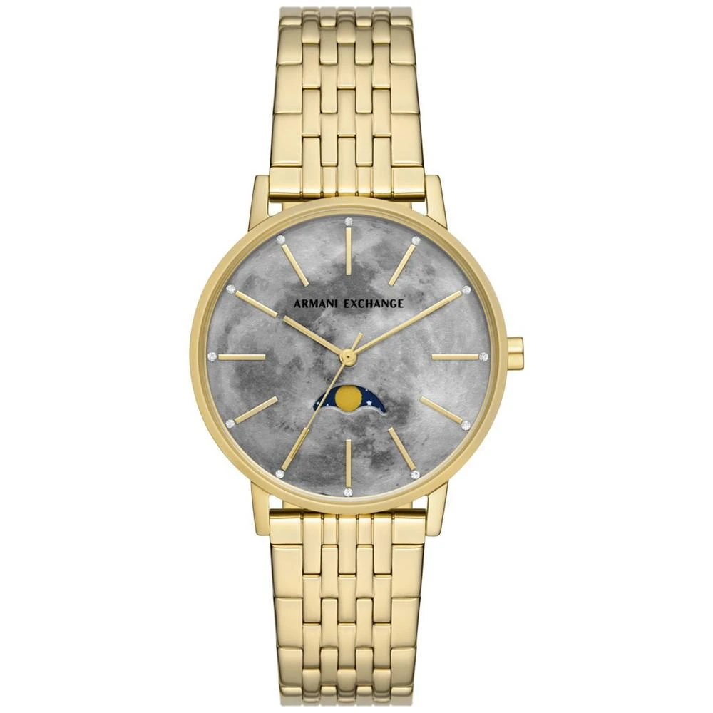 商品Armani Exchange|Women's Moonphase Multifunction Gold-Tone Stainless Steel Bracelet Watch, 36mm,价格¥1420,第1张图片