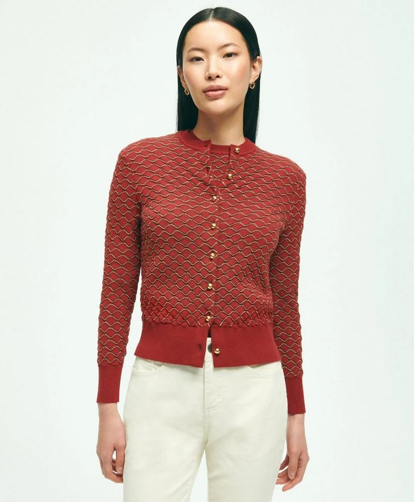 商品Brooks Brothers|Women's Cotton Lunar New Year Shimmer-Scale Motif Cardigan,价格¥1526,第1张图片