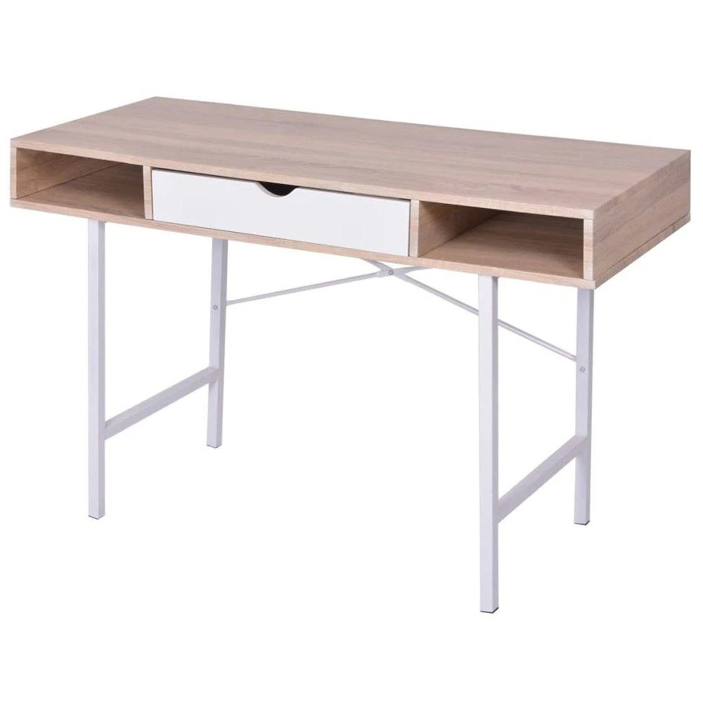 商品vidaXL|Desk with 1 Drawer Oak and White , 20135,价格¥1286,第1张图片