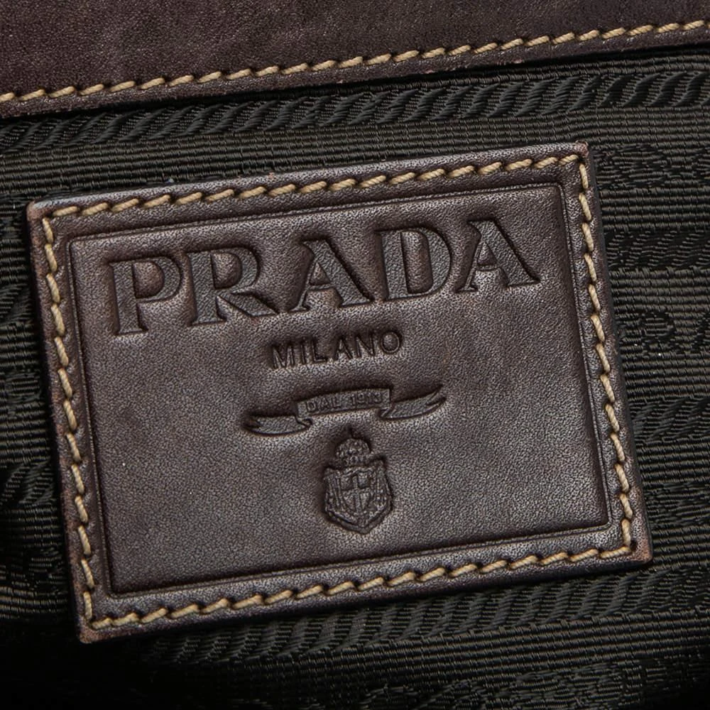 Prada Brown Leather and Canvas Bowling Bag 商品