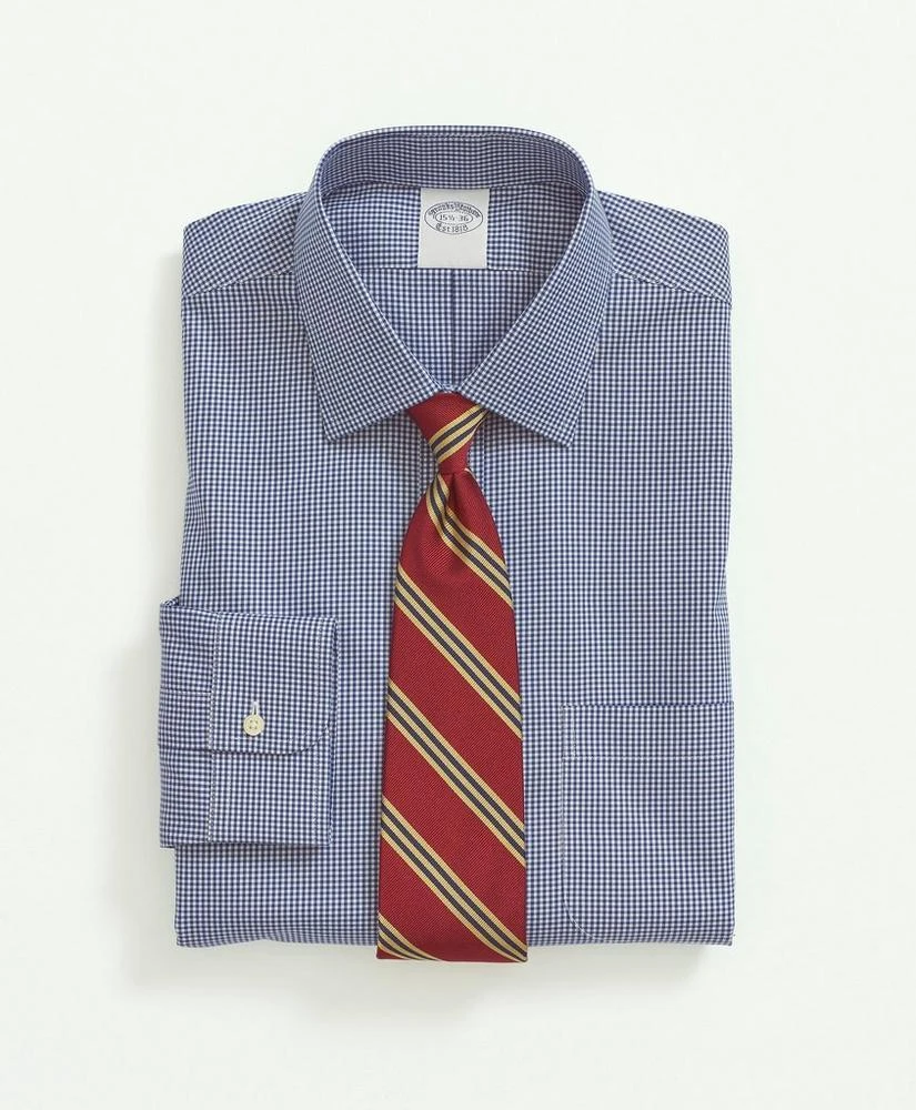 商品Brooks Brothers|Stretch Supima® Cotton Non-Iron Pinpoint Oxford Ainsley Collar, Gingham Dress Shirt,价格¥941,第1张图片
