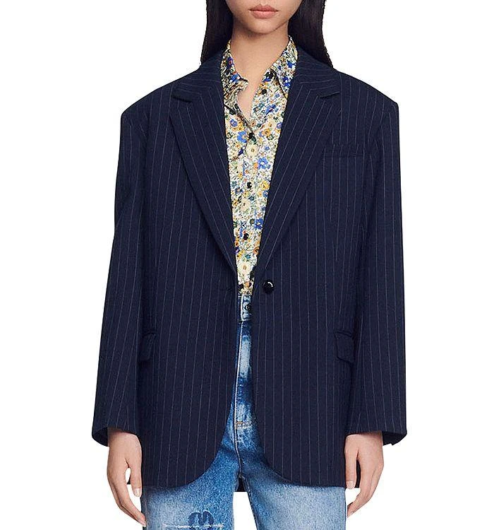 商品Sandro|Diane Pinstriped Blazer,价格¥2150,第1张图片