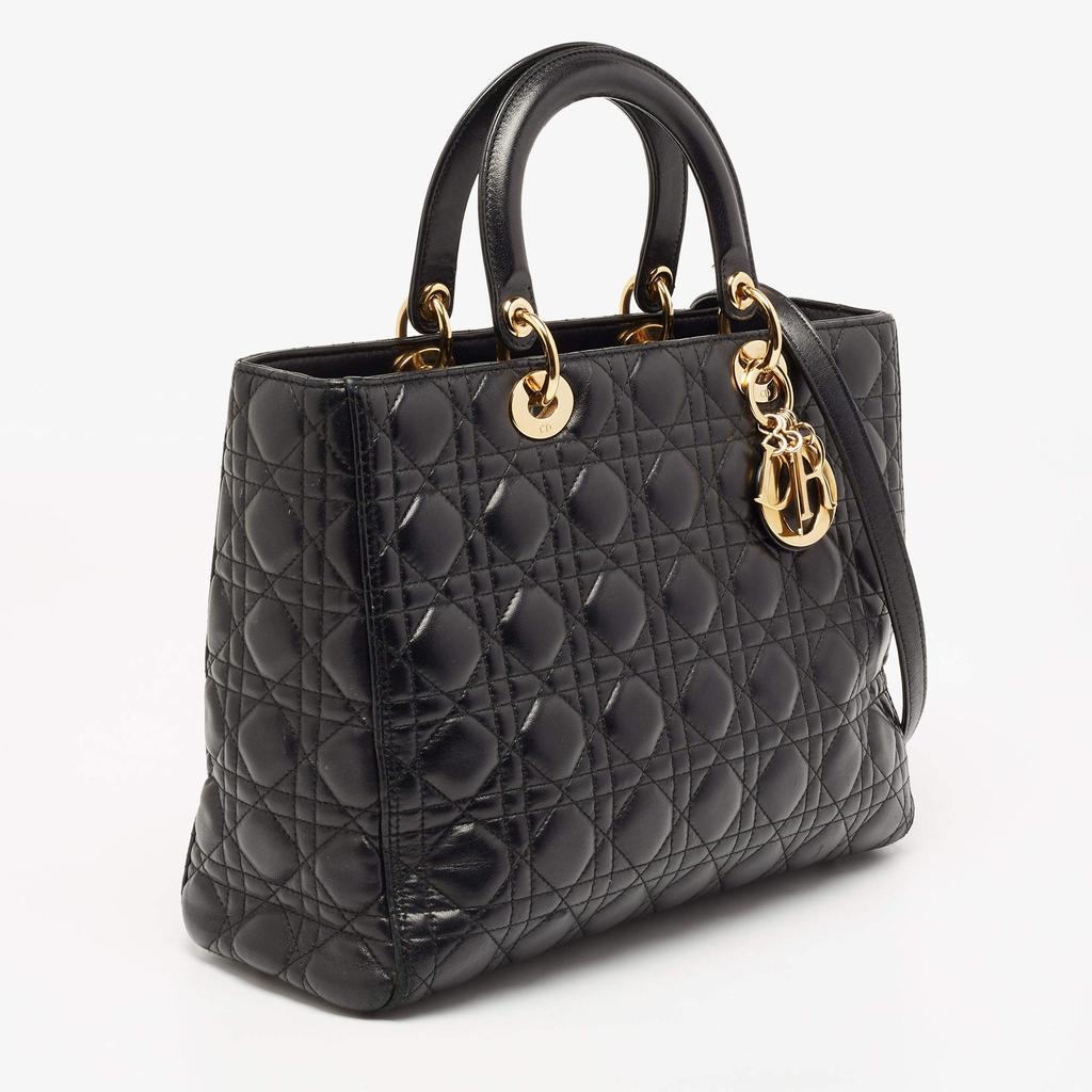 Dior Black Cannage Leather Large Lady Dior Tote商品第3张图片规格展示