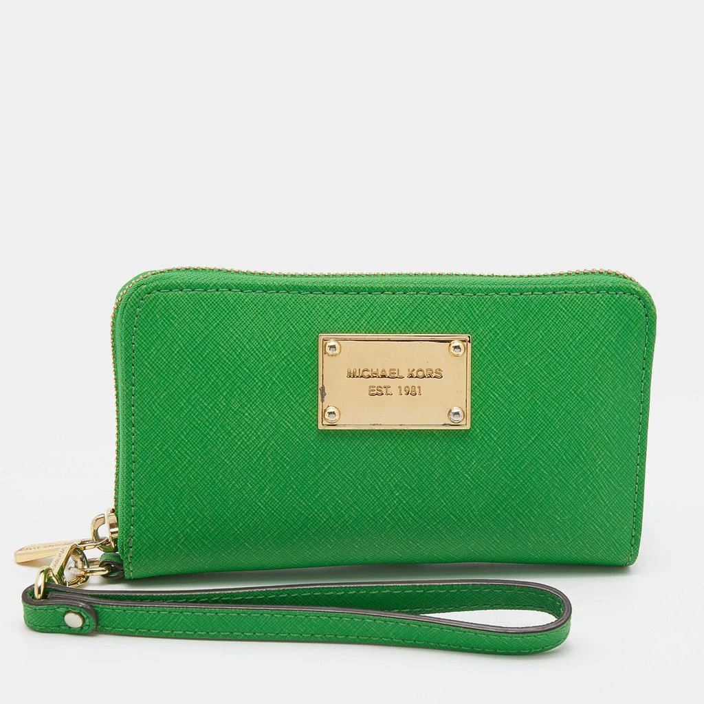 商品[二手商品] Michael Kors|Michael Kors Green Leather Jet Set Zip Around Wristlet Wallet,价格¥1002,第1张图片