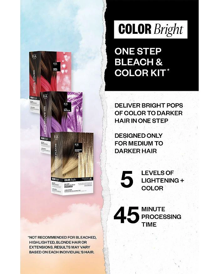 商品IGK Hair|Color Bright One Step Bleach & Color Kit,价格¥295,第4张图片详细描述