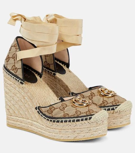 商品Gucci|GG canvas wedge espadrilles,价格¥5660,第1张图片