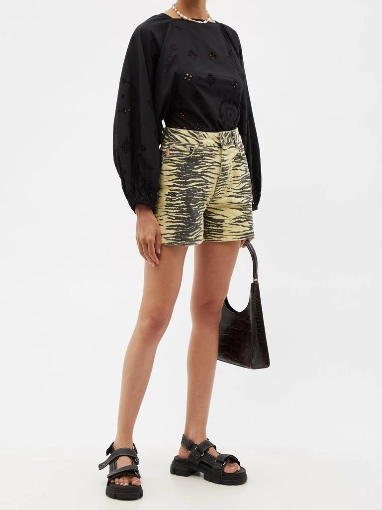 商品Ganni|Tie-back broderie-anglaise organic-cotton blouse,价格¥847,第2张图片详细描述