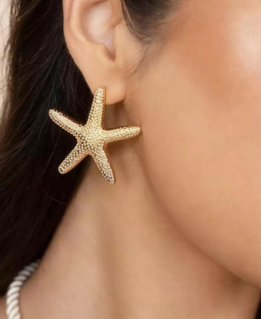 商品Ettika Jewelry|18k Gold Plated Zinc Starfish Large Statement Stud Earrings,价格¥524,第3张图片详细描述