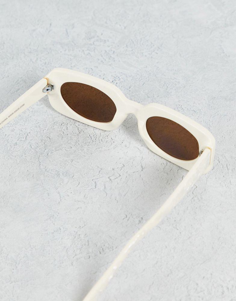 ASOS DESIGN frame mid square sunglasses in white acetate transfer - WHITE商品第3张图片规格展示