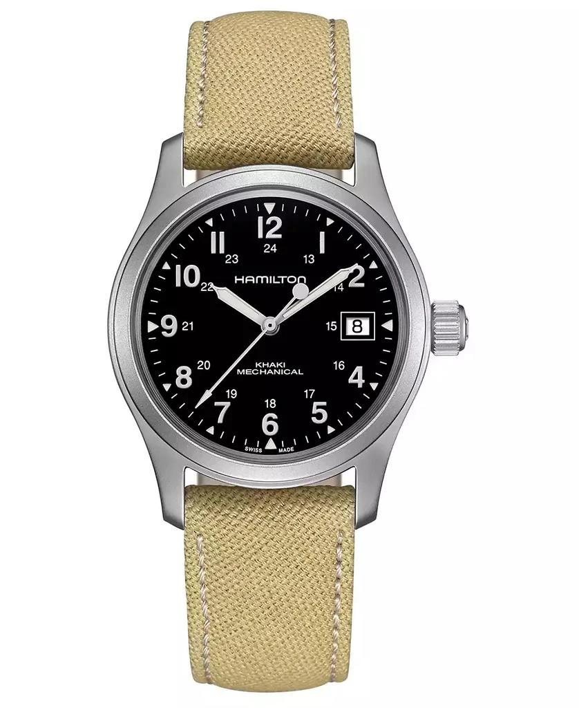 商品Hamilton|Unisex Swiss Mechanical Khaki Field Khaki Canvas Strap Watch 38mm,价格¥4448,第1张图片