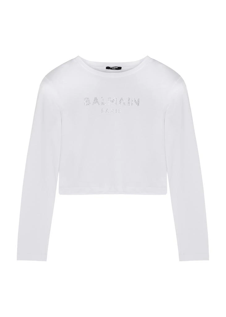 商品Balmain|KIDS White logo cotton top (12-14 years),价格¥921,第1张图片