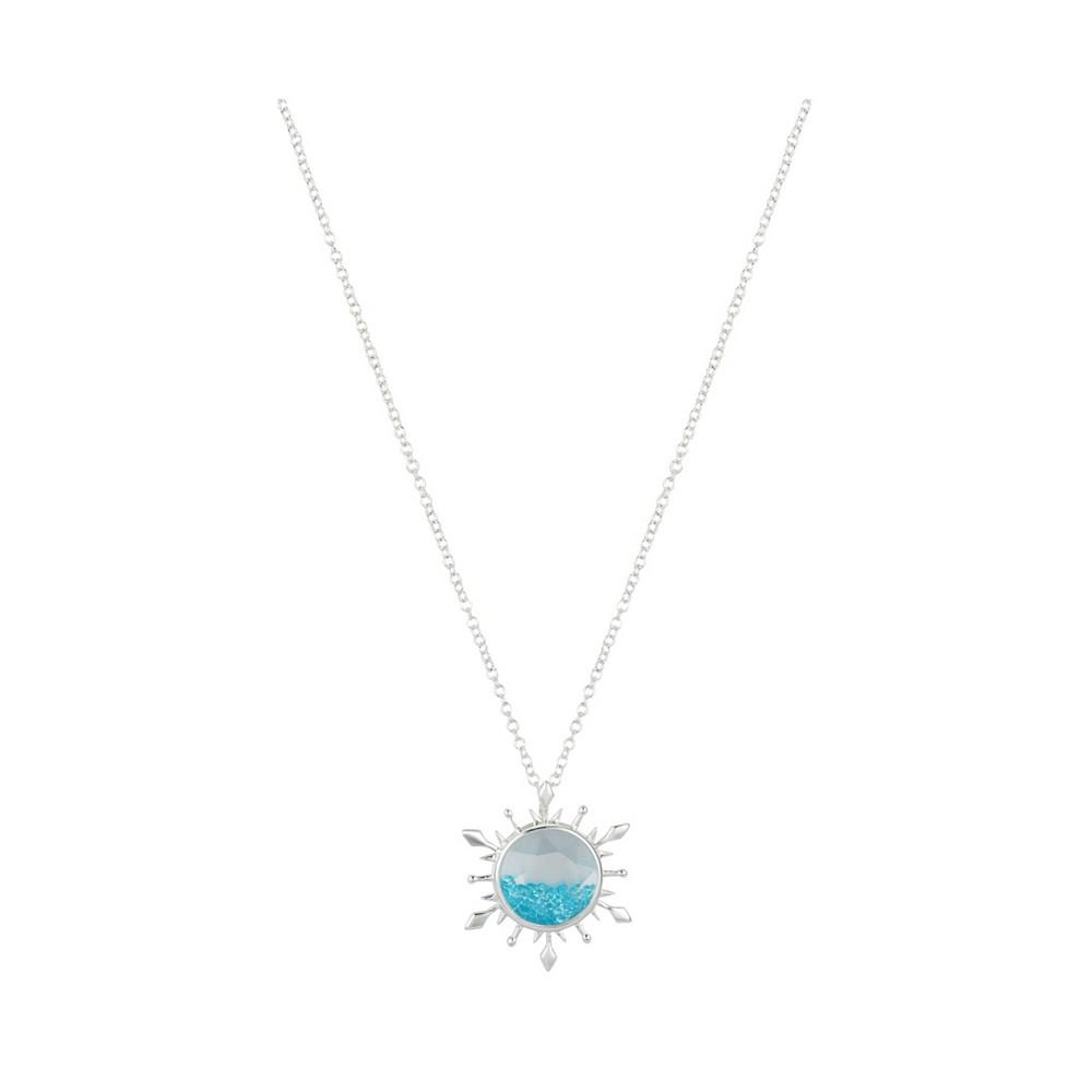 Silver Plated Blue Crystal "Frozen II" Snowflake Pendant Necklace商品第1张图片规格展示