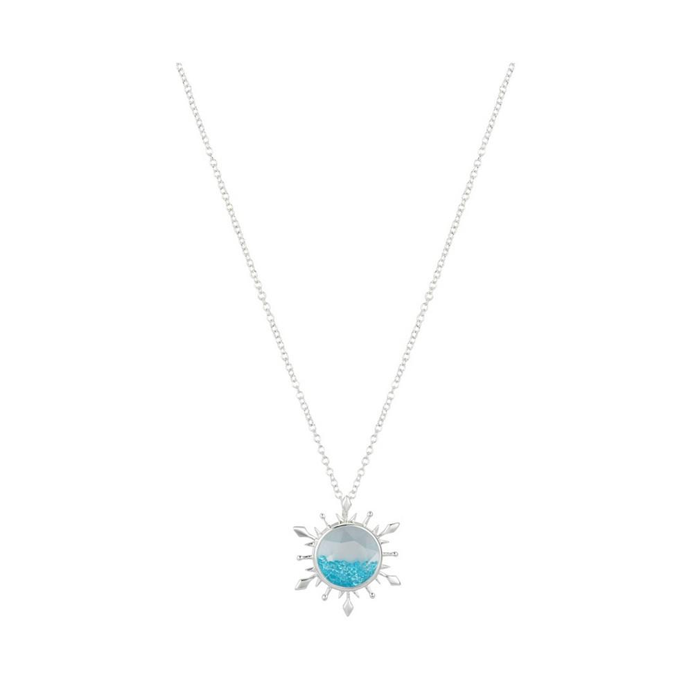 Silver Plated Blue Crystal "Frozen II" Snowflake Pendant Necklace商品第1张图片规格展示