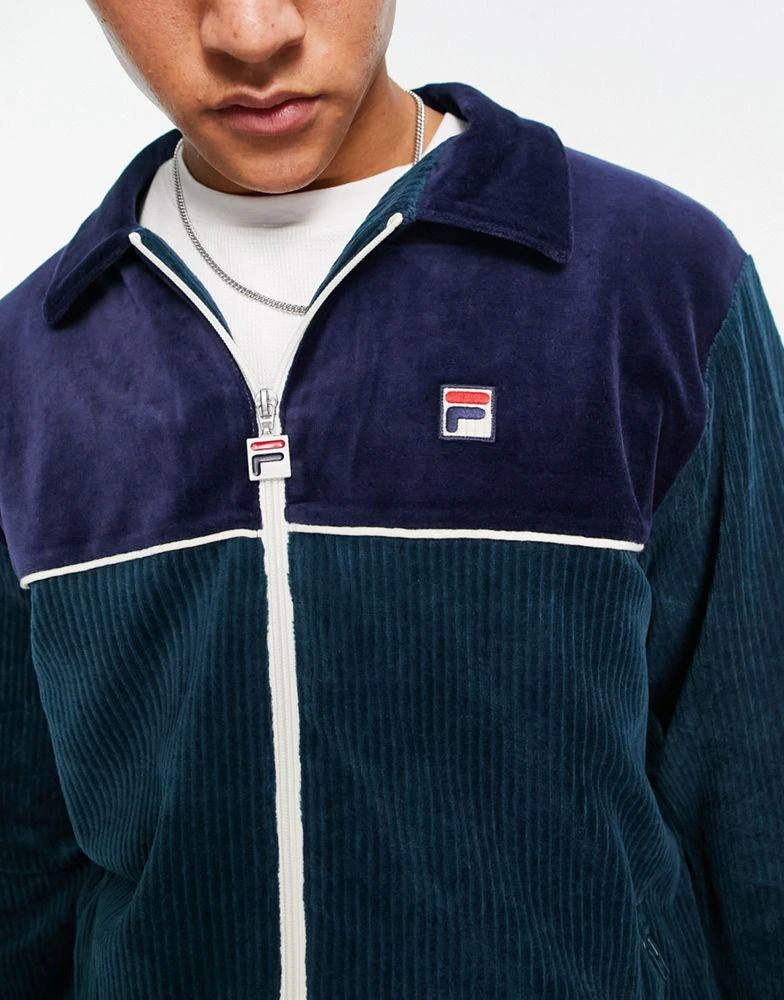 商品Fila|Fila cord zip thru sweatshirt with logo in navy and ecru,价格¥478,第2张图片详细描述