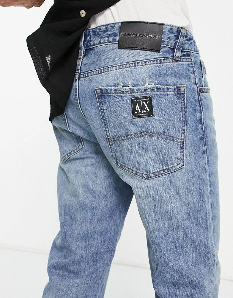 商品Armani Exchange|Armani Exchange tapered jeans in light wash blue,价格¥595,第4张图片详细描述