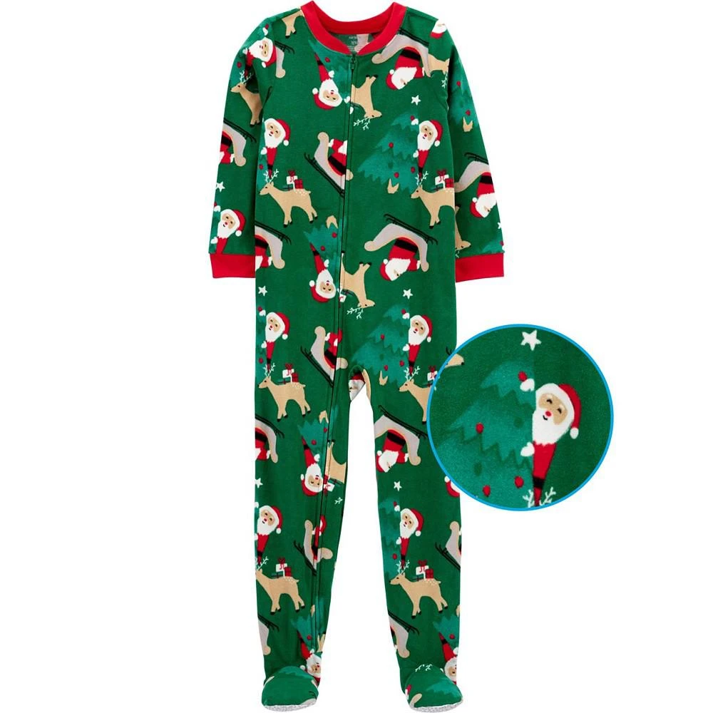 商品Carter's|Little Kids One-Piece Santa Fleece Footie Pajama,价格¥91,第2张图片详细描述