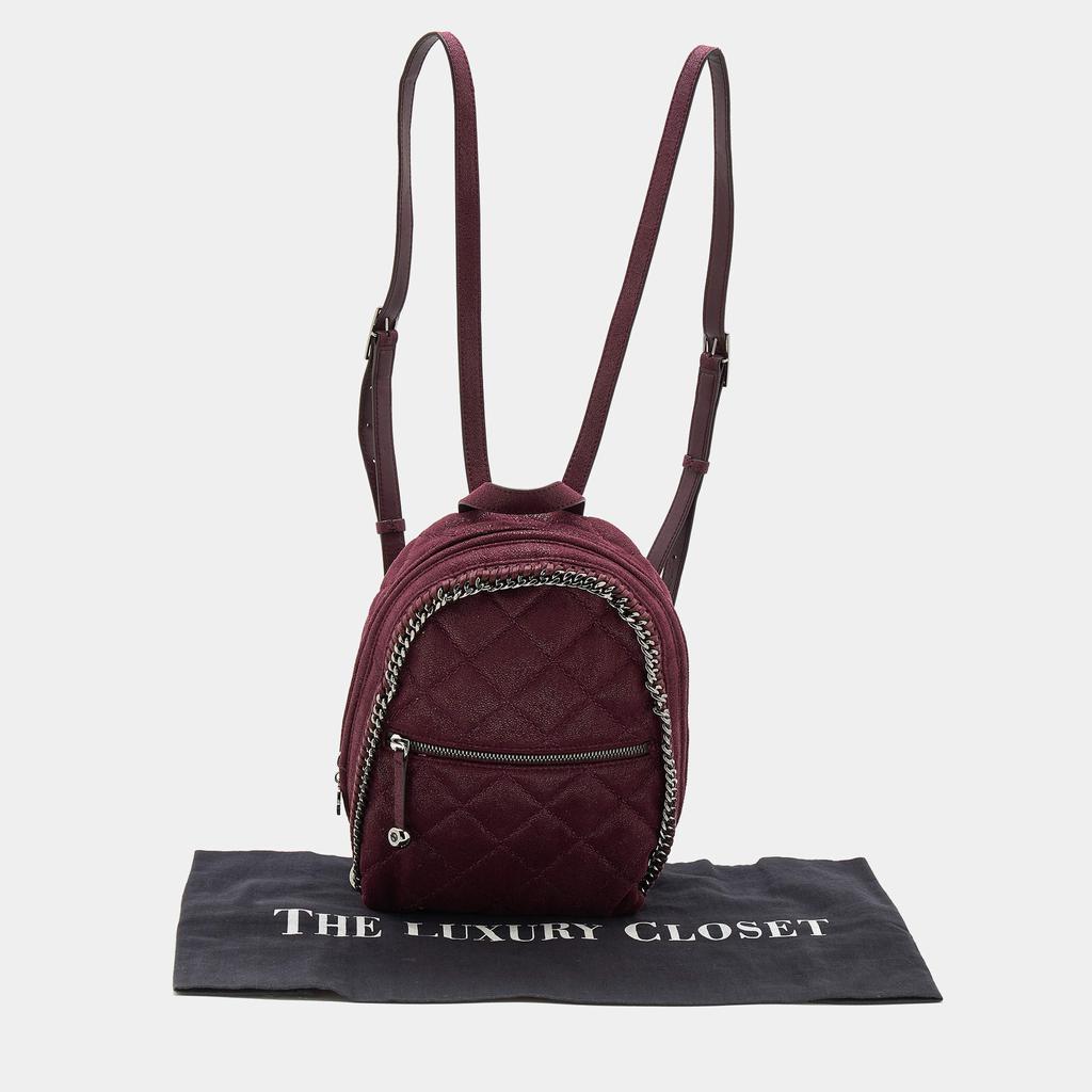 Stella McCartney Burgundy Quilted Faux Suede Shaggy Backpack商品第9张图片规格展示