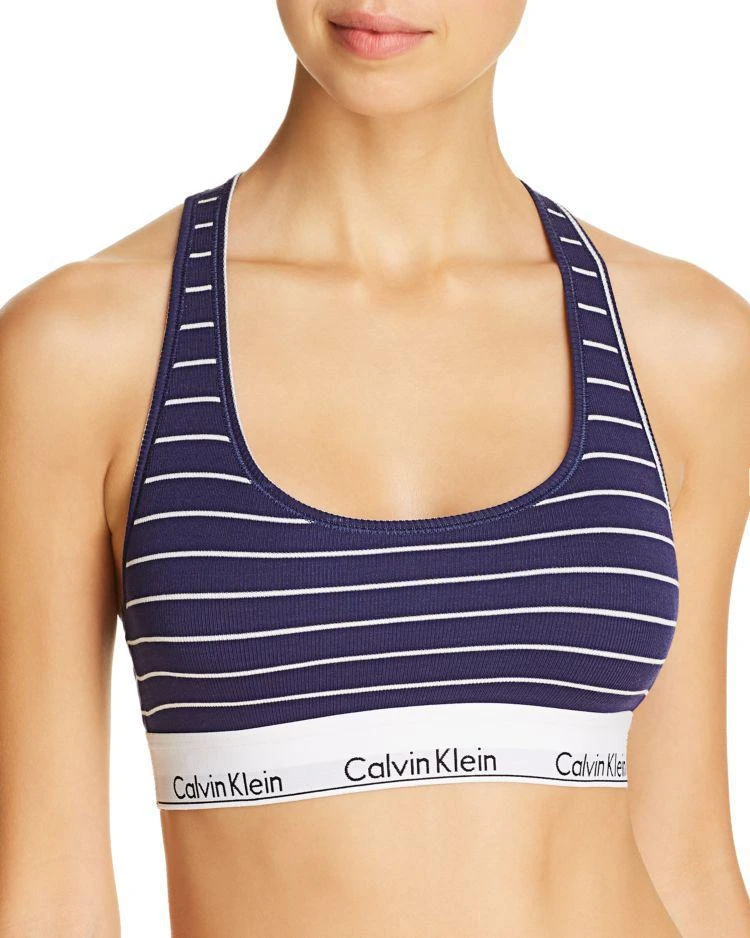 商品Calvin Klein|Modern Cotton Ribbed Striped Bralette,价格¥96,第1张图片