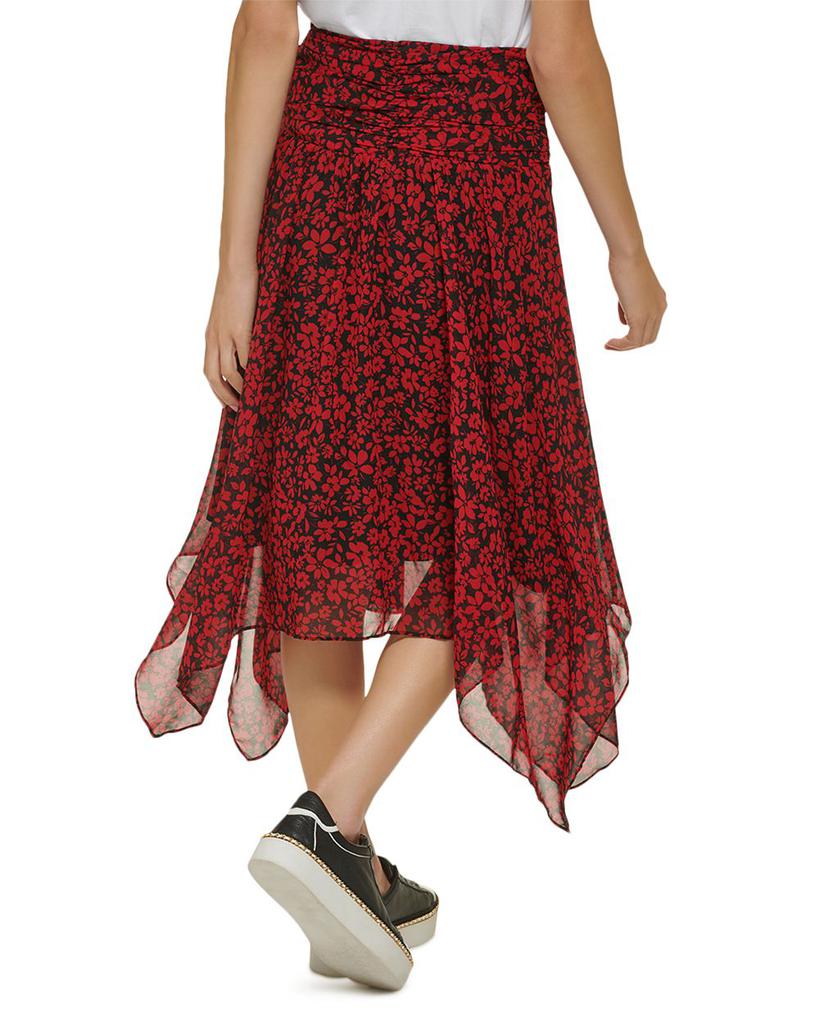 Ruched Floral Print Midi Skirt商品第2张图片规格展示