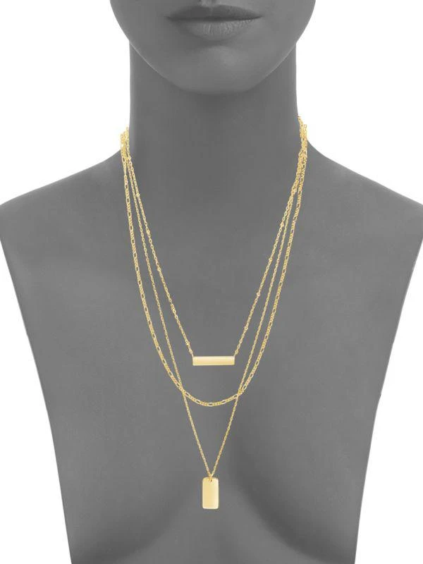 商品Sterling Forever|14K Gold Vermeil Bar & Dog Tag Layered Necklace,价格¥811,第3张图片详细描述