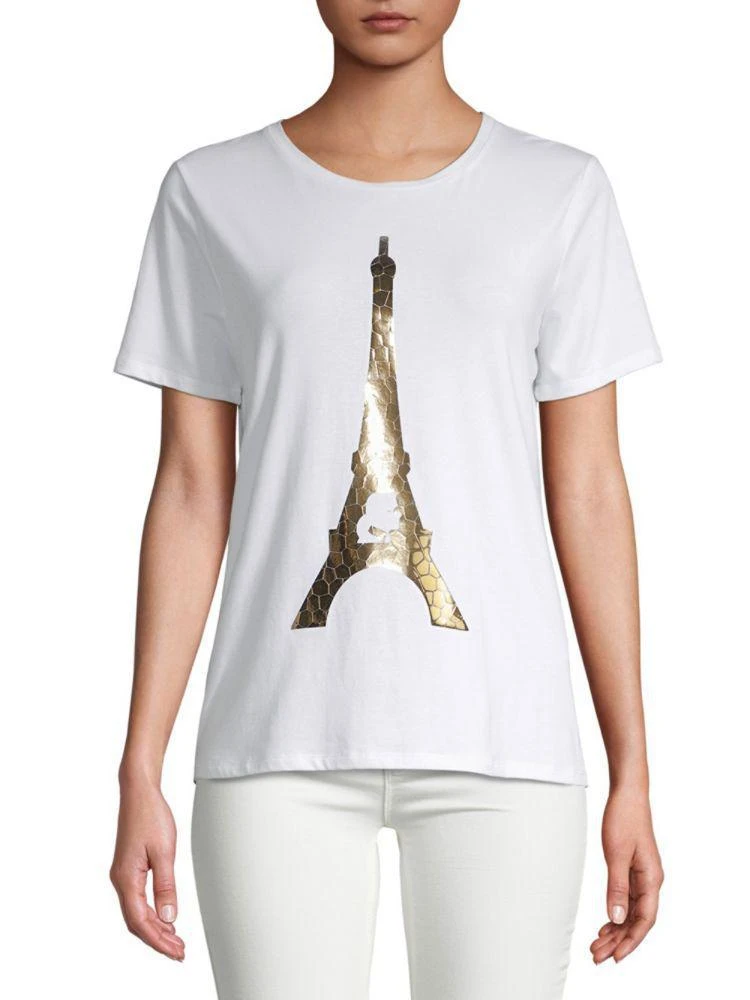 商品Karl Lagerfeld Paris|Stretch Cotton Crackle Eiffel Tower Tee,价格¥150,第4张图片详细描述