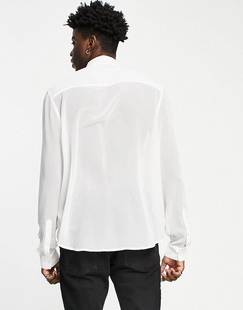 商品ASOS|ASOS DESIGN relaxed shirt with chest embroidery and tie neck,价格¥208,第2张图片详细描述