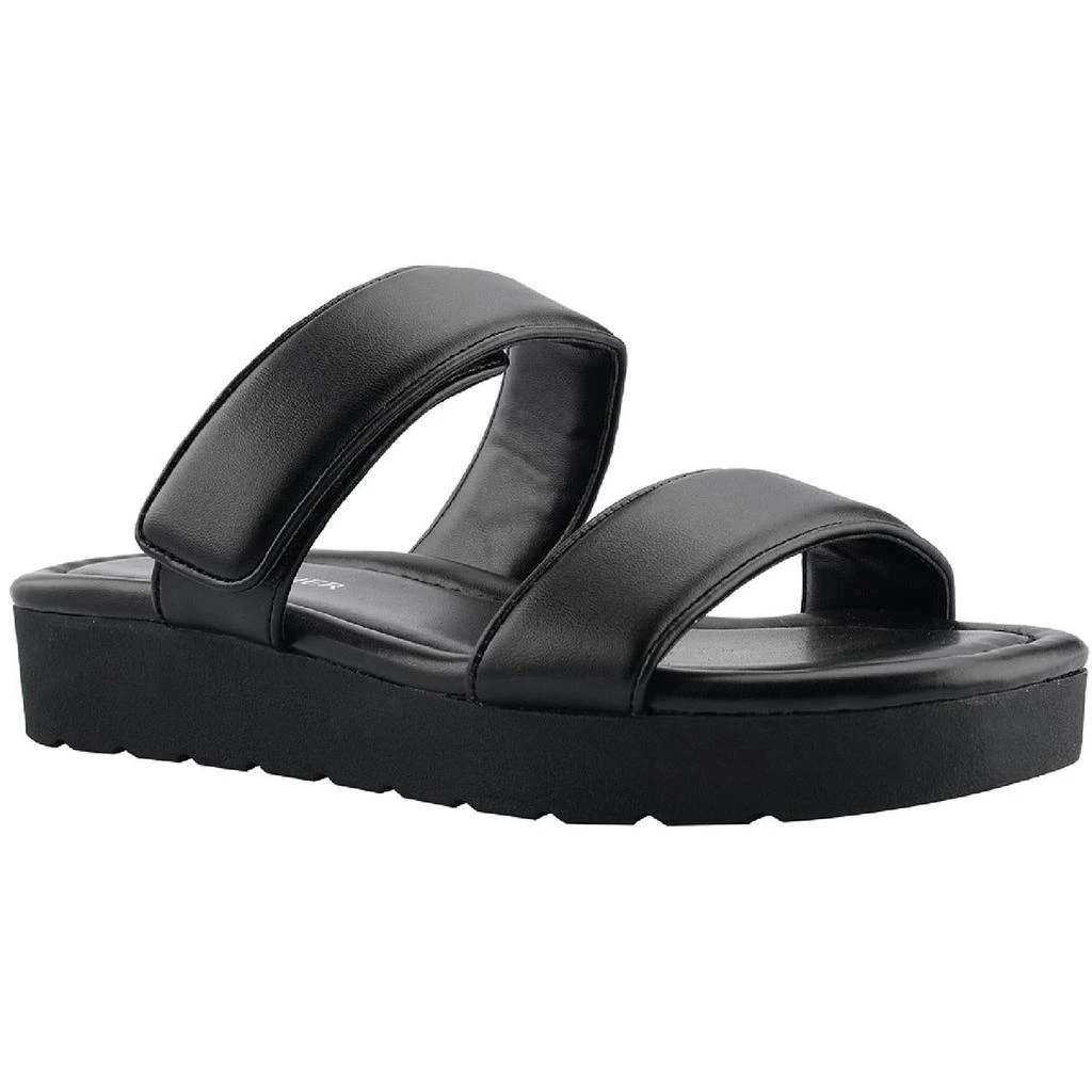 商品Marc Fisher|Marc Fisher Womens Kina Faux Leather Slip On Slide Sandals,价格¥162,第1张图片