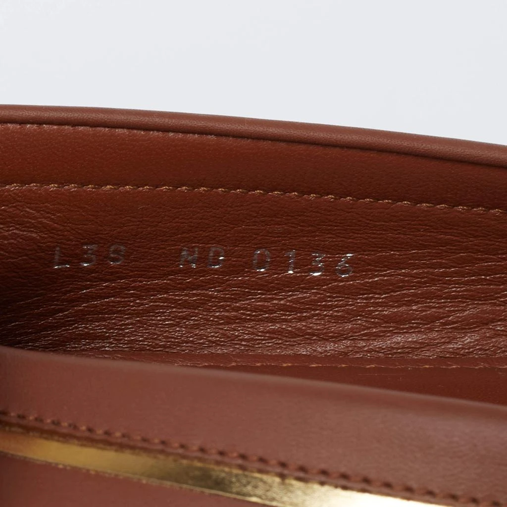 Louis Vuitton Brown Leather Metal Logo Slip On Loafers Size 38 商品