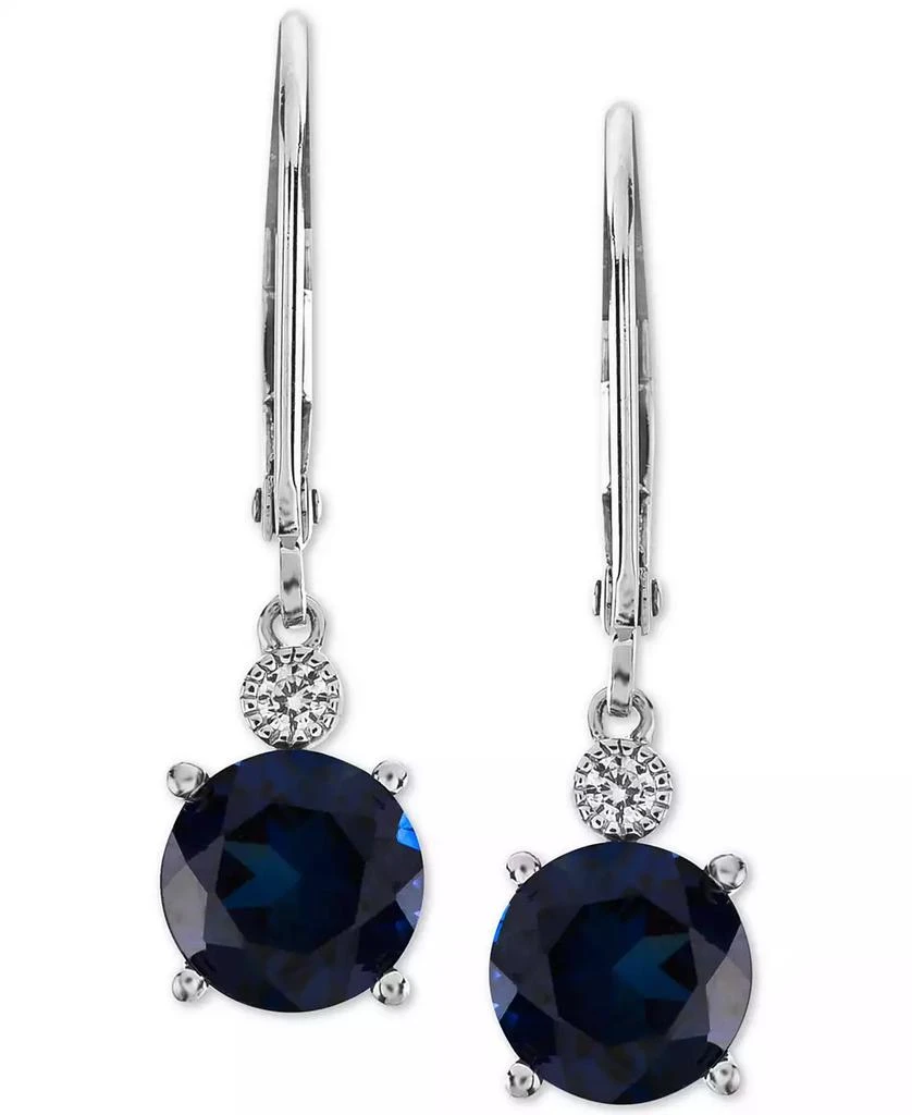 商品Macy's|Lab-Grown Sapphire (2-7/8 ct. t.w.) & White Sapphire Accent Drop Earrings in Sterling Silver (Also Available in Lab-Grown Ruby),价格¥401,第3张图片详细描述