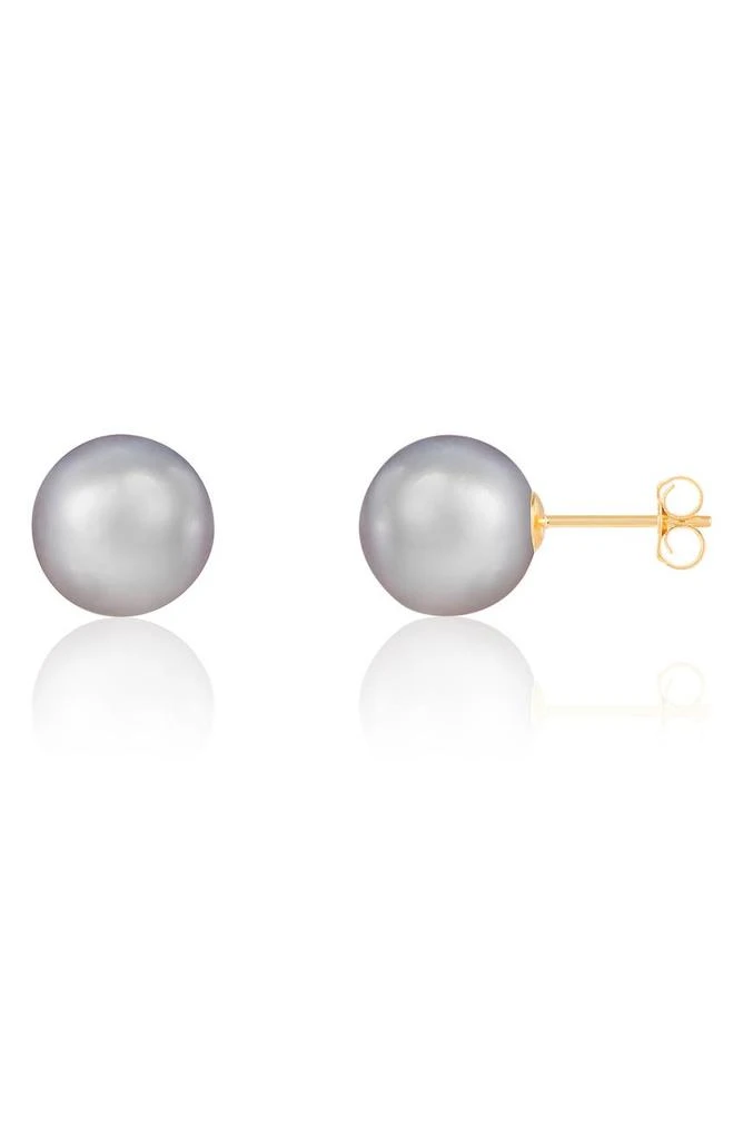 商品Splendid Pearls|14K Yellow Gold 9-9.5mm Cultured Freshwater Pearl Stud Earrings,价格¥619,第2张图片详细描述