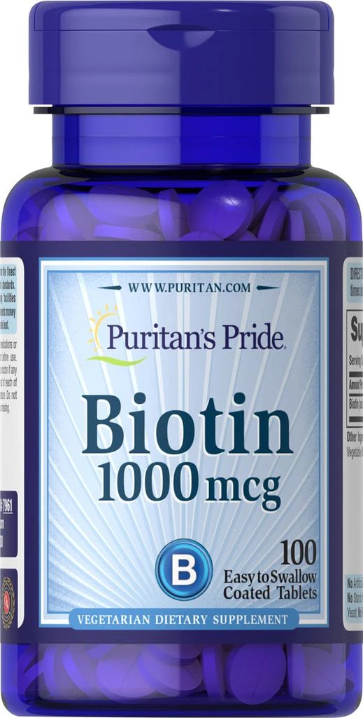 商品Puritan's Pride|Biotin 1000 mcg 100 Tablets,价格¥78-¥156,第1张图片