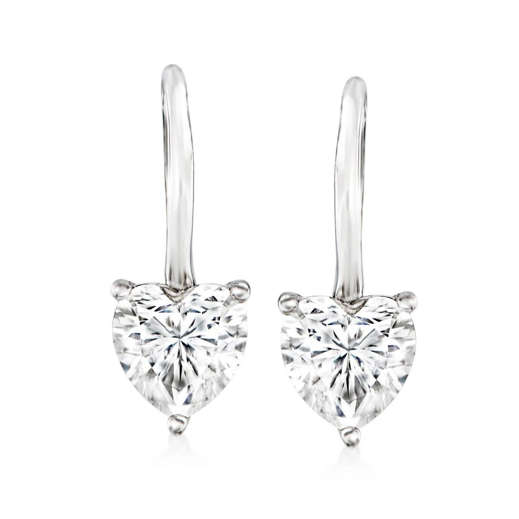 商品Ross-Simons|Ross-Simons Moissanite Heart Earrings in Sterling Silver,价格¥1037,第1张图片