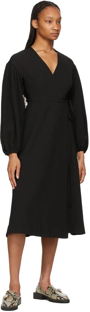 商品Ganni|Black Heavy Crepe Wrap Dress,价格¥604,第4张图片详细描述