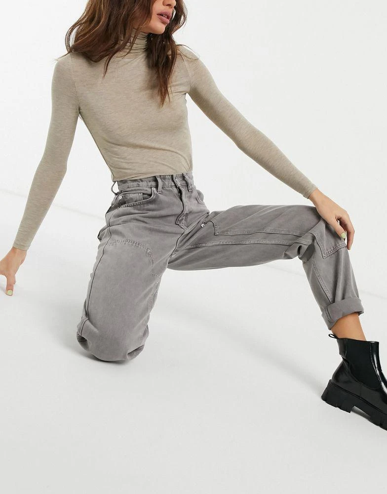 商品ASOS|ASOS DESIGN high rise patched utility jeans in grape,价格¥163,第4张图片详细描述